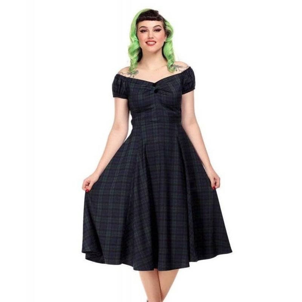 ModCloth Collectif Green Plaid dress L